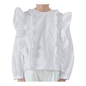 Zara White Ruffled Poplin Top​​​